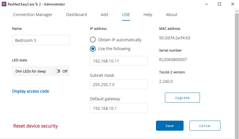 SL UI screenshot Admin USB