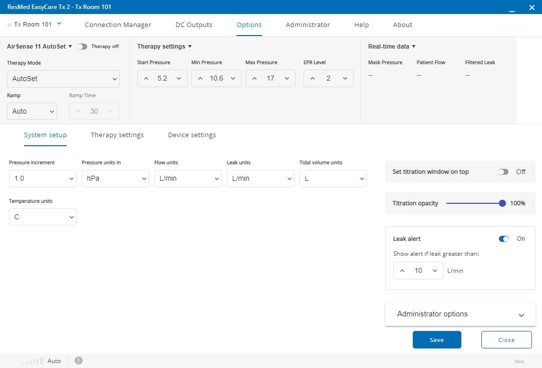 SL UI screenshot Admin System Setup