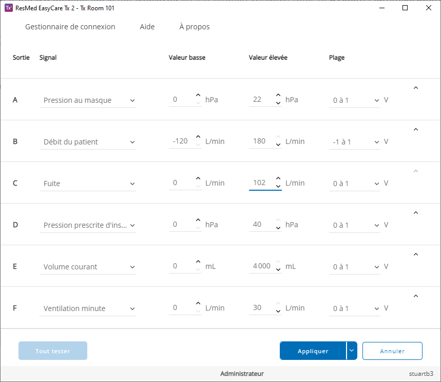 SL UI screenshot Configuration lmin