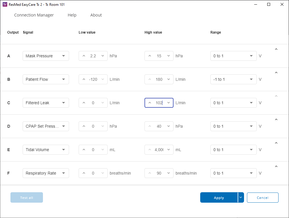 SL UI screenshot Configuration lmin