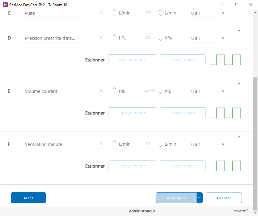 SL UI screenshot Configuration Calibrate Apply