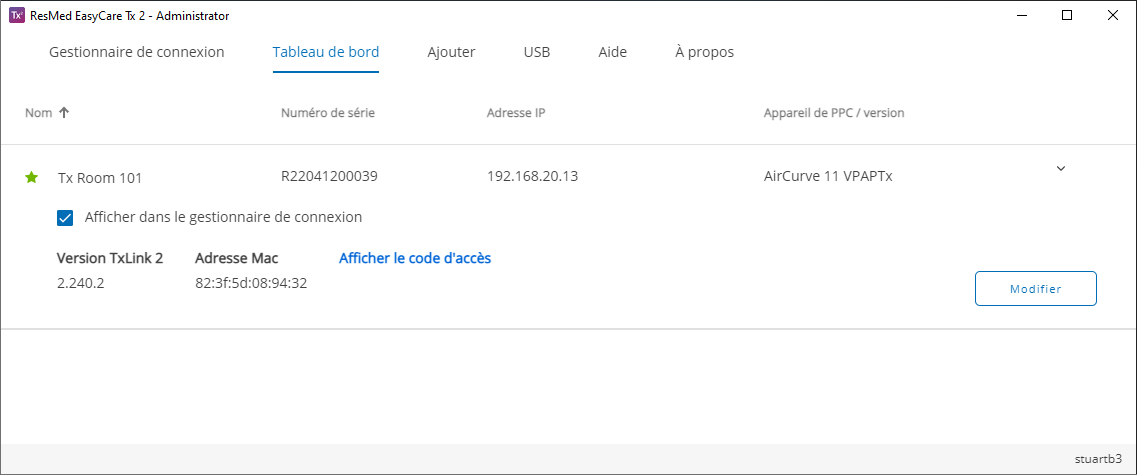 SL UI screenshot Dashboard Access Code