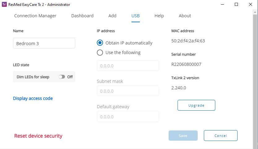 SL UI screenshot Admin USB Obtain IP Auto